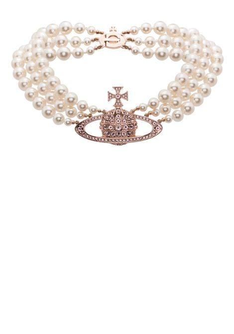 Pink Messaline Orb three-row chocker -VIVIENNE WESTWOOD women VIVIENNE WESTWOOD | 6303000702G128